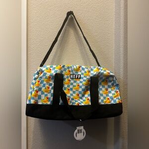 NWT Neff structure checkered duffel bag with rubber duck print